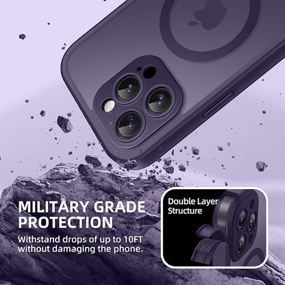 BERFY Magnetic for iPhone 14 Pro Max Case, Compatible with MagSafe,Built-in Privacy Screen Protector and Upgraded Camera Protection,Anti-Spy Full Body Shockproof Phone Case for 14 Pro Max 6.7", Purple