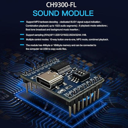 XLW Voice Playback Module,16M Sound Board MP3 Music Player with Speaker,DC3.6-5.2V,USB Downloadable 10 IO Trigger Serial Port Control for Voice Prompts, Broadcast Device Factory, Xmas DIY-5 Pack+Horn