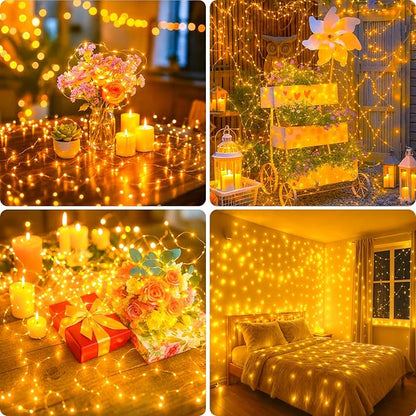 litogo 3 Pack Fairy Lights Battery Operated with Timer, 33FT 100LED Twinkle String Lights USB-C Powered 8 Modes Dimmable for Indoor Bedroom Centerpiece Wedding Classroom Dorm Christmas Decorations