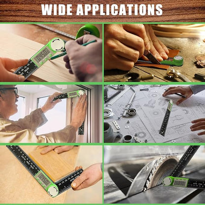 PDDYIER Angle Finder Protractor, 2-in-1 Miter Saw Protractor, 7 Inch/200mm ABS Angle Ruler, High Accuracy Miter Angle Measuring Tool for Woodworking, Metalworking, Carpenter, Construction