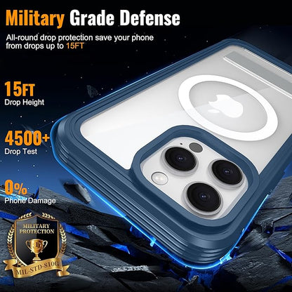 360° Protection Magnetic for iPhone 16 Pro Case Built-in 9H Privacy Screen Protector & Metal Stand[Fit for Magsafe][Anti-Spy][Lens Protector] Heavy Duty Shockproof Phone Case for iPhone 16 Pro