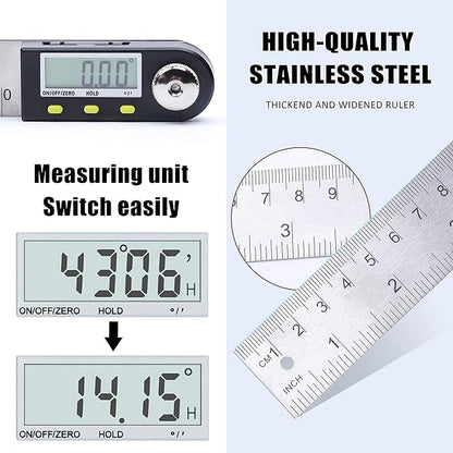 Yangoutool Digital Angle Ruler 20inches/500mm Stainless Steel Digital Angle Finder and Protractor Large Gauge Precision Measuring Tool for Woodworking Metalworking and Construction