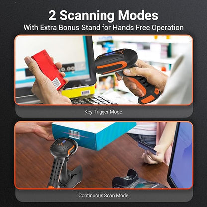 Tera Barcode Scanner Wireless 2D QR: Pro Version All New Battery Level Indicator 2500mAh Industrial Drop-Proof 1D 2D QR Bar Code Reader Works with Bluetooth 2.4G for Windows Mac Android iOS 8100Pro