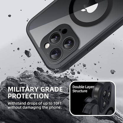 BERFY Magnetic for iPhone 14 Pro Max Case, Compatible with MagSafe, Built-in Privacy Screen Protector and Upgraded Camera Protection, Anti-Spy Full Body Shockproof Phone Case for 14 Pro Max 6.7",Black