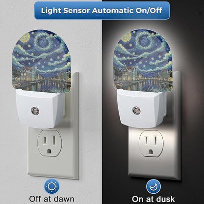 YESPOAK Night Light,Amsterdam at Night Night Lights Plug Into Wall with Dusk to Dawn Sensor for Bedroom Bathroom and Living Room for Women/Girls Gift