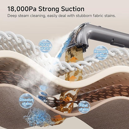 uwant Portable Carpet Cleaner with Steam& Hot Water 18Kpa Upholstery Cleaner Machine for Pets with Cleaning Tools& Solution Carpet Steam Cleaner for Cars,Couch,Furniture