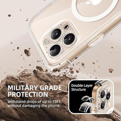 BERFY Magnetic for iPhone 16 Pro Case, Compatible with MagSafe, Built-in Privacy Screen Protector and Upgraded Camera Protection, Anti-Spy Full Body Shockproof Phone Case for 16 Pro 6.3", Transparent