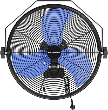 Fanqiebros 4580 CFM 18 inch High Velocity Wall Mounted Fan, 3-Speed Metal Fan with Sealed Motor, 360 Degree Tliting Heavy Duty Wall Fan for Patio, Barn, Garage, and Gazebo - UL listed