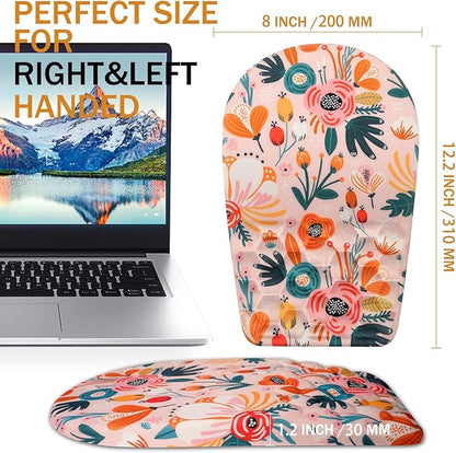 BOCHEERY Ergonomic Mouse Pad Wrist Support,Upgrade Mousepad with Massage Design,Non-Slip PU Base Desktop Mouse Pads for Pain Relief, Computer, Office & Home,12 x 8 in（F-Pink Flower）