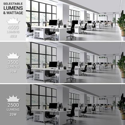 NUWATT 40 Pack 2x2 LED Flat Panel Lighting, Drop Ceiling Light Wattage Selectable 40W/30W/20W, 5CCT 3000K/3500K/4000K/5000K/6500 Suspended Ceiling LED Lights, 4400LM, Dimmable 0-10V, 120-277V, ETL