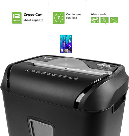 Aurora AU1208XE Anti-Jam 12-Sheet Crosscut Paper/Credit Card Shredder with 4.8 Gallon Wastebasket