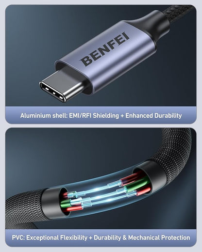BENFEI USB C to Dual 3.5mm Audio Splitter, Headphone Adapter for 2 People to Share Music & Movies, Compatible with iPhone 16/15 Pro Max/Pro/Plus, Samsung GalaxyS23/S22, iPad Pro, MacBook, Pixel & More
