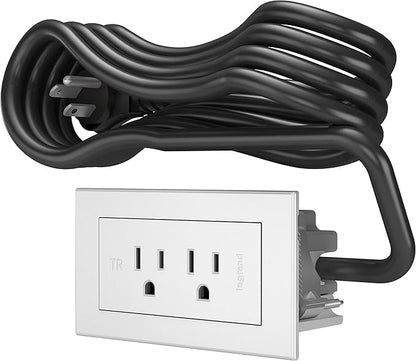 Legrand Wiremold RD2WH radiant Furniture Power Center, Recessed Power Strip, 2 Outlets, 6 Foot Cord, White