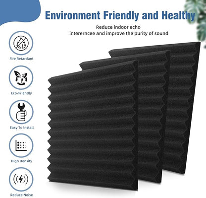 HWLIYUTAI 52 Pack Acoustic Panels 1 X 12 X 12 Inches - Studio Foam Wedges High Density Panel Soundproof Foam for Walls - Home Office