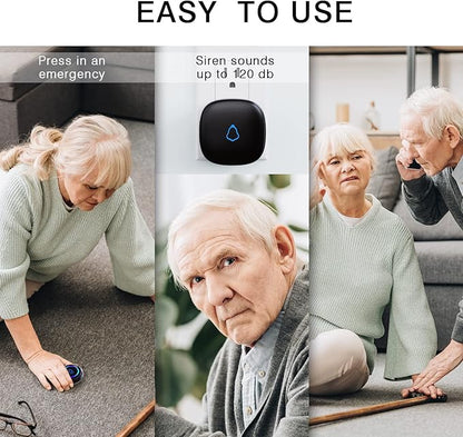 Caregiver Pager, Wireless Call Button for Seniors/Elderly at Home, 2 SOS Buttons + 1 Receiver Medical Life Alert System, Emergency Panic Call Bell, Nurse Calling & Patient Assistance Alarm