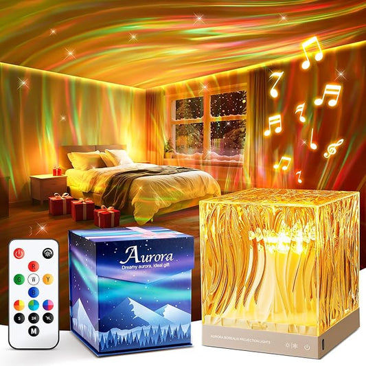 Valentines Day Gifts,White Noise Sound Machine+18 Colors+Bluetooth Music+Remote Control Northern Lights Projector Aurora Light Projector for Bedroom,Cool Things Birthday Gifts Relaxation Gifts for Her