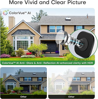 HomiQ 3MP 2K Window Camera for Home Security, 5Ghz & 2.4Ghz WiFi Human Detection Alert, AI Full Color Night Vision with Anti-Glare No Reflection 24/7 Recording, Easy Magnetic Mount for House/Apartment