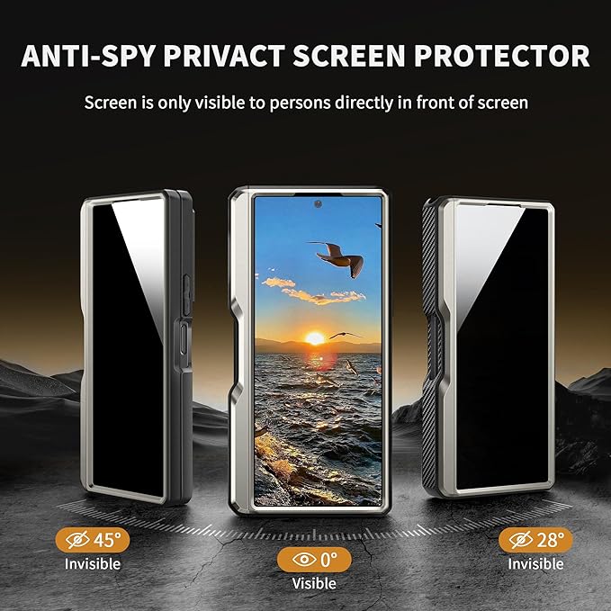 TONGATE for Z Fold 6 Case with Ring Stand, Built-in S Pen Holder & Glass Screen Protector Shockproof Rugged Z6 Phone Case with Camera Cover & Belt Clip for Samsung Galaxy Z Fold6 2024,Titanium Gray