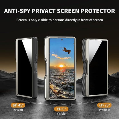 TONGATE for Z Fold 6 Case with Ring Stand, Built-in S Pen Holder & Glass Screen Protector Shockproof Rugged Z6 Phone Case with Camera Cover & Belt Clip for Samsung Galaxy Z Fold6 2024,Titanium Gray