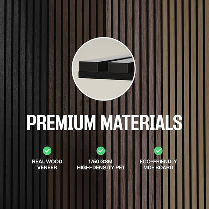 2-Pack Acoustic Wall Panels - Wood Slat Wall Decor - Soundproof Panels