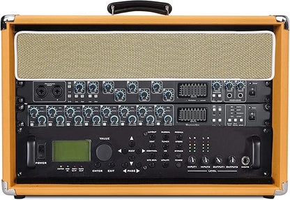 Sound Town Vintage 6U Amp Rack Case, 12.5" Depth with Rubber Feet, Dust Cover, Kickstand, Orange (STVRC-6OR)