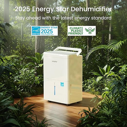 Waykar 2000 Sq. Ft. Energy Star 2025 Dehumidifier for Basement & Home, Adjusts from 15% RH With Drain Hose, Ultra Quiet 35 dB for Bedroom & Bathroom
