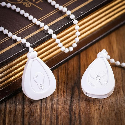 Patelai 4 Pieces Ceiling Fan Pull Chain Extender Ornament 12 Inch Ceiling Pull Chain Extension Classic Drop Shaped Pendant Beaded Ball Cord for Fan light lamp decorative with Connector(White)