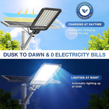 OKPRO 12000W Solar Street Lights Outdoor - 6500K Commercial Parking Lot Lights Dusk to Dawn, Waterproof Solar Powered with Remote Control, High Brightness Solar Street Light for Driveway/Yard/Garage