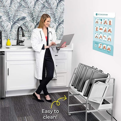 Line Leader 16-Device Mobile Charging Station | Steel Rolling Cart for Laptops, Tablets, & Chromebooks | Open Design with Dividers & UL-Certified Surge Protection | Portable Charging Stand (White)