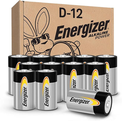 Energizer Alkaline Power D Batteries 12 Count (Pack of 1), Long-Lasting Alkaline Size D Batteries