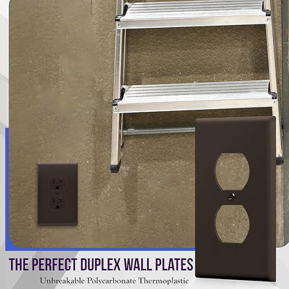 ENERLITES Duplex Receptacle Outlet Wall Plate, Gloss Finish, Midway Size 1-Gang 4.88" x 3.11", Unbreakable Polycarbonate Thermoplastic, UL Listed, 8821M-BR-10PCS, Brown (10 Pack)