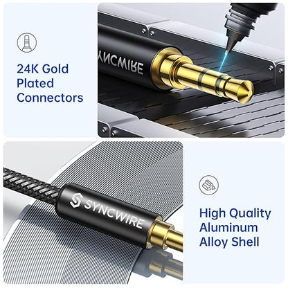 SYNCWIRE 3.5mm Aux Cable (9.8ft/3m) Hi-Fi Sound Nylon Braided Auxiliary Audio Cable Adapter Male to Male AUX Cord for Headphones, Car, Home Stereos, Speaker, iPhone, iPad, iPod, Echo & More Black