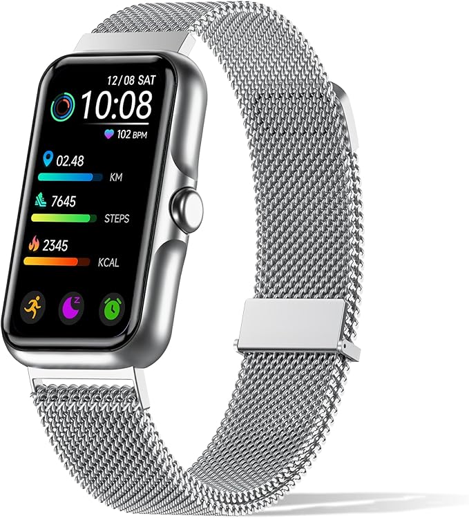 Sunorshop Health Fitness Tracker, Smart Watch with 24/7 Heart Rate and Blood Oxygen Monitor, Sleep Tracker with IP68 Waterproof, Activity Tracker Pedometer Step Counter for Women Men (Silver Gray)