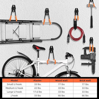 CRXCRC Garage Hooks, 6 Pack Large Round Wall Hooks for Hanging Heavy Duty Ladders, Bikes, Tools Ideal for Garage, Garden, Basement Utility Room Storage (Orange)