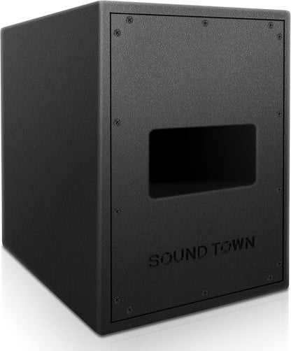 Sound Town Commercial Restaurant Audio Set with One 6-Zone 70V/100V Amplifier with Bluetooth, 12 x Weather-Resistant 6.5-Inch Surface-Mount Speakers, Two Dual 8-Inch Subwoofers, Black (P36X12T6B2S28)