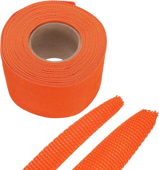 MECCANIXITY Braided Cable Sleeves Heat Shrinkable Fabric Sleeving, 2" 26ft Orange 2:1 Ratio Heat Shrinkable Cord Protector for Harness Cable, Network Cable Protection, Cable Management