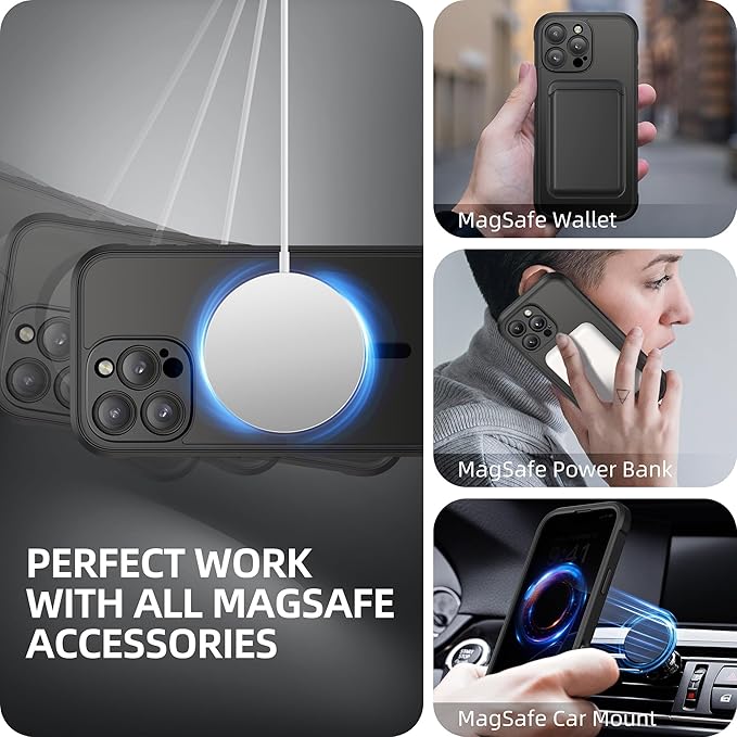 BERFY Magnetic for iPhone 16 Pro Case, Compatible with MagSafe, Built-in Privacy Screen Protector and Upgraded Camera Protection, Anti-Spy Full Body Shockproof Phone Case for 16 Pro 6.3", Matte Black