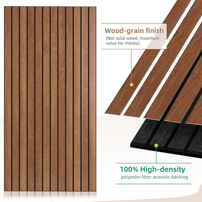 AUTORIFIC Wood Veneer Acoustic Panels, 4 Pack 47.2”x23.6” Sound Panels, Decorative Large Wood Panels for Wall, for Office,Home Theater,Studio,Living Room, Cherry(Mitred)