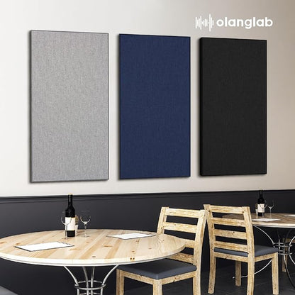 Olanglab Sound Absorbing Acoustic Wall Panels 2 Pack, 2'' 24''x48'' Fiberglass Sound Dampening Panels, Large Fabric Wrapped Sound Proof Panels for Walls (Black)