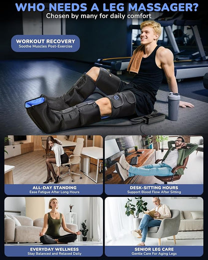 Musugy Leg Massager with Heat and Compression : Sequential Compression Boots with 6 Modes,9 Intensity and 3 Heat for Circulation and Pain Relief - Christmas Birthday for Mom, Dad, Athletes, Gym