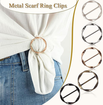 T-Shirt Clips 9 PCS, Clothes Corner Knotted Button, Fashion Alloy Pearl Rhinestone Circle Clip Buckle Round Shirt Silk Scarf