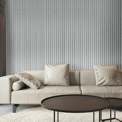 Art3d 8-Pack WPC Slat Wall Panel for Interior Wall Decor, Decorative Fluted Accent Wall Covering Panel for Living Room Bedroom TV Background Office, 96 x 6 Inch - Slate