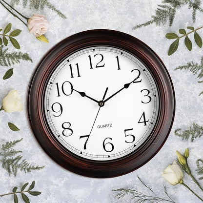 KECYET Wall Clock 10 Inch Battery Operated Silent Non-Ticking Wall Clock Vintage Retro Rustic Style Decorative for Bedroom Living Room Kitchen Home Office (Bronze)
