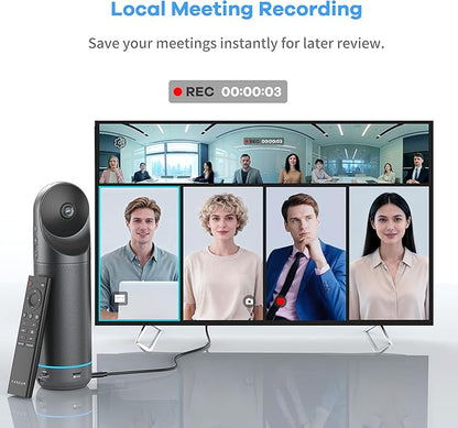 KanDao Meeting Pro 360° Video Conference Room Camera - AI Tracking, Meeting Recording & USB Plug-Play, Portable 8 Mics Array Meeting Camera, Compatible with Zoom/Teams/Google Meet, 5 Smart Modes