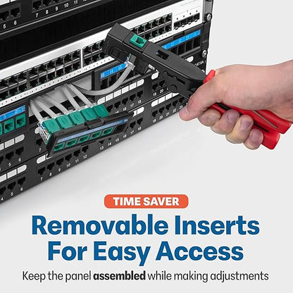 Everest 24 Port Keystone Patch Panel (4-Pack) - Removable 6-Port Panels - Use with Slim Profile Keystones ONLY (Wider Jacks May not fit Side by Side) - with Adjustable Rear Cable Management Bar