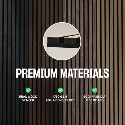 2-Pack Wood Panels for Wall - Acoustic Wood Slat Wall Panels, Soundproof Wooden Paneling for Interior Decor