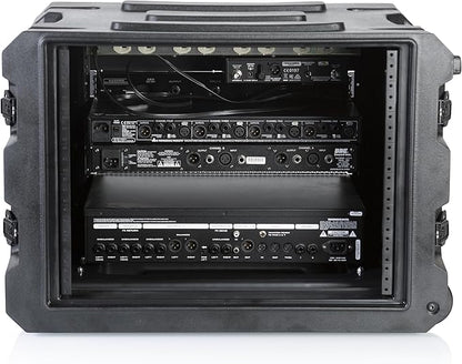 Gator Cases Pro Series 19" Depth 8U Rolling Rack Case with Recessed Wheels, Black