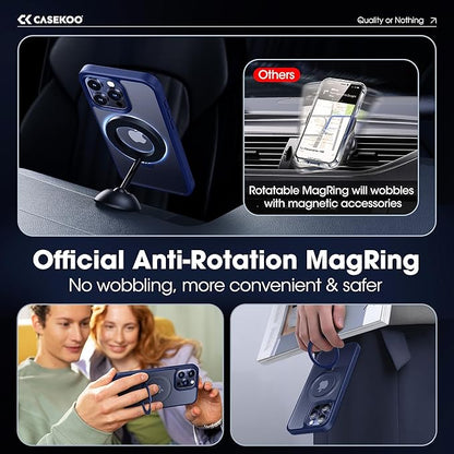 CASEKOO Designed for iPhone 15 Pro Case with Magnetic Invisible Stand [Military Drop Protection] [Compatible with MagSafe] Shockproof Slim Translucent Matte Pro Case 6.1 Inch, Blue