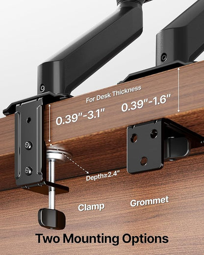 monTEK Single Monitor Arm Mount for 17-32 Inch Screens, Heavy Duty Steel Mechanical Spring Desk Monitor Stand, Full Motion Adjustable Monitor Arm with Clamp & Grommet, VESA 75/100, Holds up to 20lbs