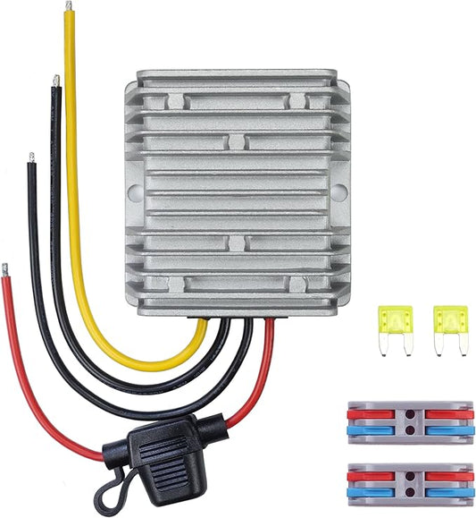 FlySuperior DC 36V 48V to 12V Step Down Converter 20A 240W Waterproof Adapter Large Capacity Output Current, for Golf Cart, forklifts Car, Vessel, Solar Energy System(DC30-60V)